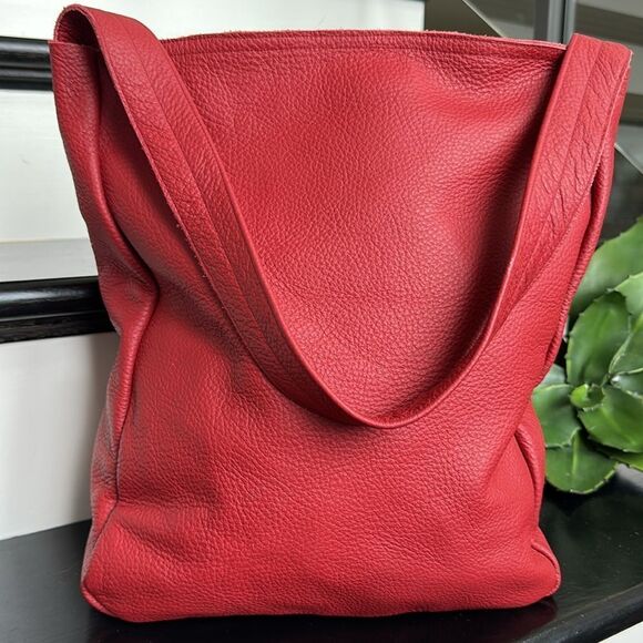 New! foks form Tote Bag genuine Leather Minimal Hobo Shoulder purse handbag - Picture 4 of 13